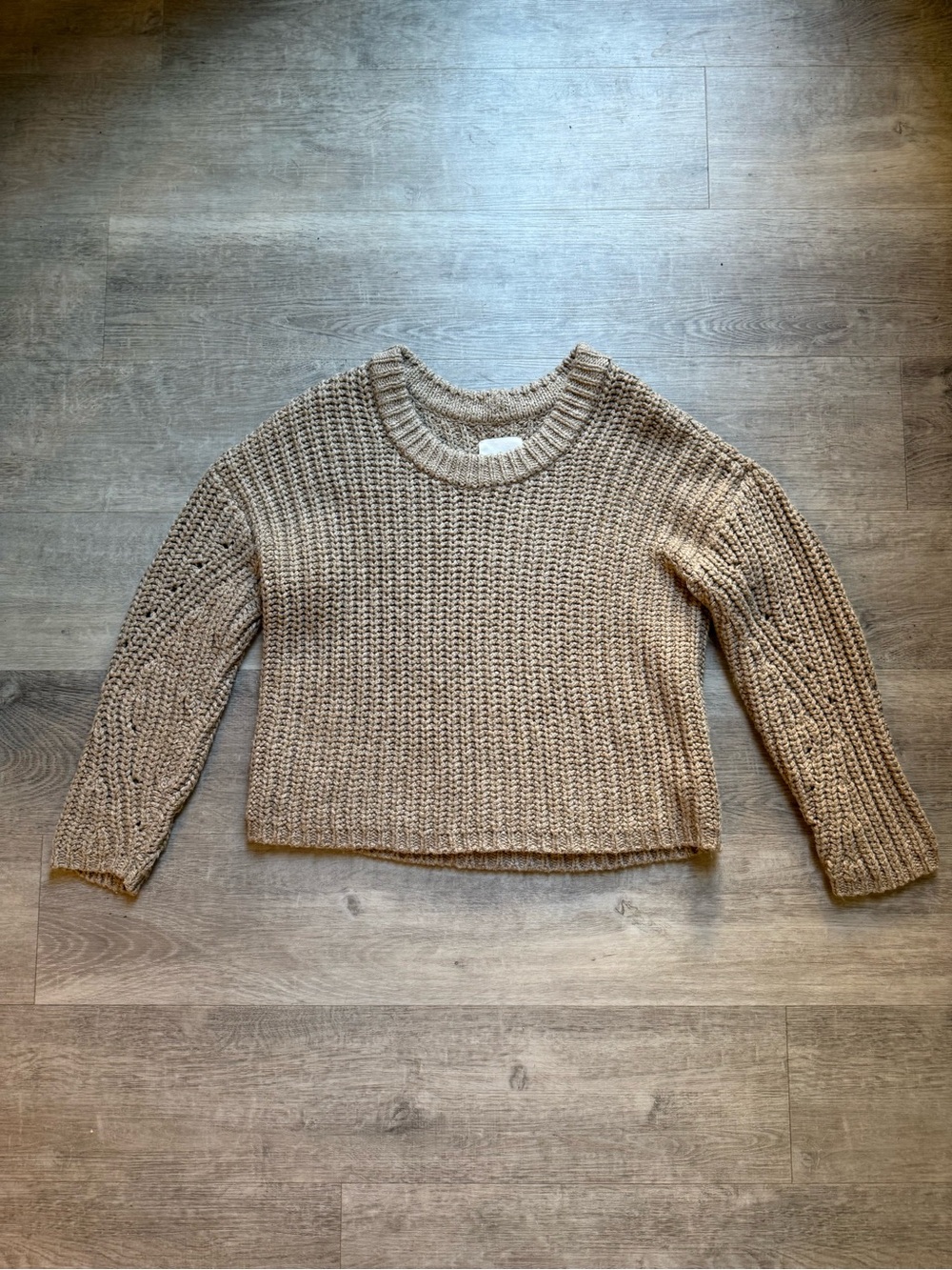 Aerie Wide Ribbed Tan Pullover Sweater Size XS Cotton Blend